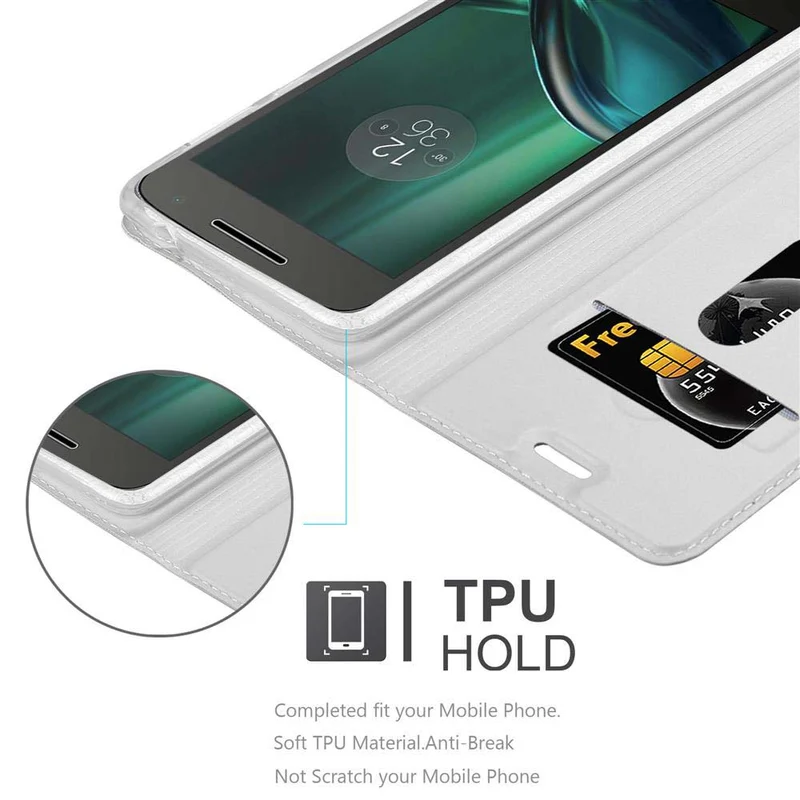 Cadorabo Hülle kompatibel mit Motorola MOTO G4 PLAY Schutzhülle mit Magnetverschluss, Standfunktion und Kartenfach