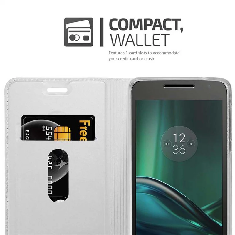 Cadorabo Hülle kompatibel mit Motorola MOTO G4 PLAY Schutzhülle mit Magnetverschluss, Standfunktion und Kartenfach