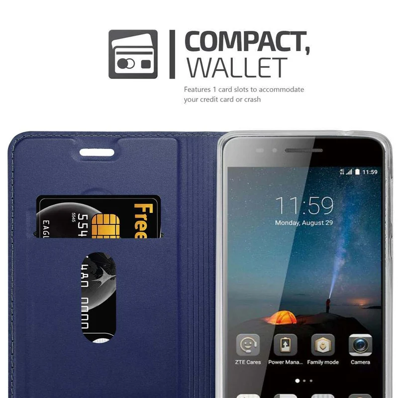Cadorabo Hülle kompatibel mit ZTE Blade A612 Schutzhülle mit Magnetverschluss, Standfunktion und Kartenfach