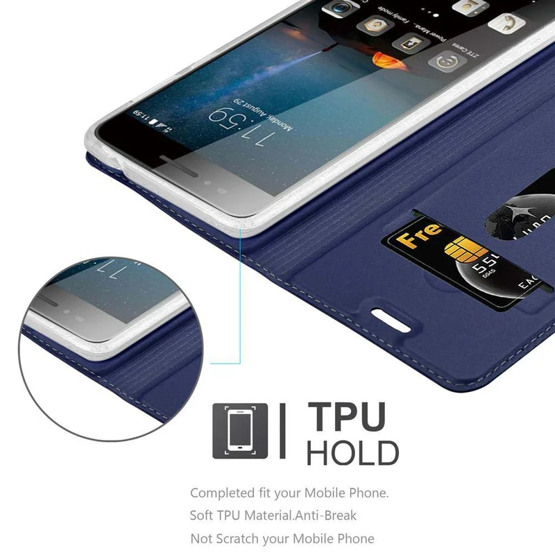 Cadorabo Hülle kompatibel mit ZTE Blade A612 Schutzhülle mit Magnetverschluss, Standfunktion und Kartenfach