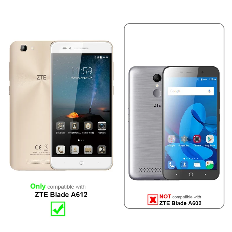 Cadorabo Hülle kompatibel mit ZTE Blade A612 Schutzhülle mit Magnetverschluss, Standfunktion und Kartenfach
