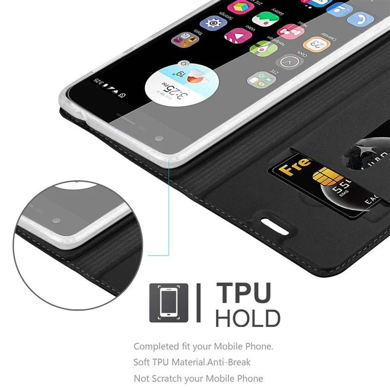 Cadorabo Hülle kompatibel mit ZTE Blade V8 MINI Schutzhülle mit Magnetverschluss, Standfunktion und Kartenfach