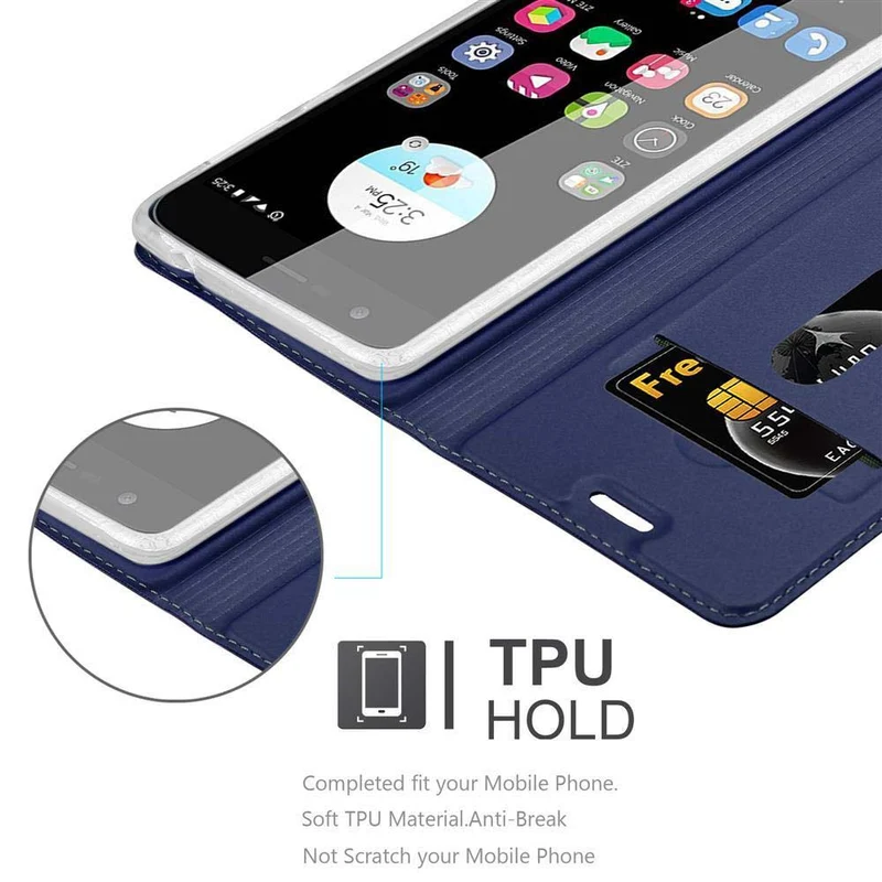 Cadorabo Hülle kompatibel mit ZTE Blade V8 MINI Schutzhülle mit Magnetverschluss, Standfunktion und Kartenfach