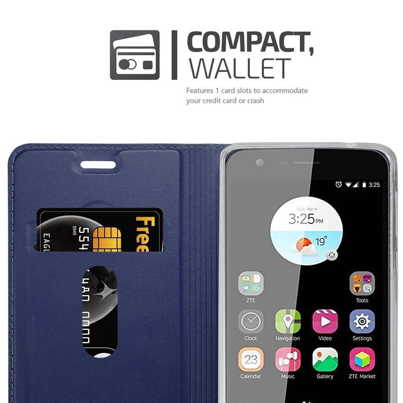 Cadorabo Hülle kompatibel mit ZTE Blade V8 MINI Schutzhülle mit Magnetverschluss, Standfunktion und Kartenfach