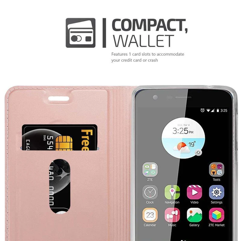 Cadorabo Hülle kompatibel mit ZTE Blade V8 MINI Schutzhülle mit Magnetverschluss, Standfunktion und Kartenfach