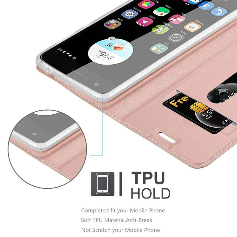 Cadorabo Hülle kompatibel mit ZTE Blade V8 MINI Schutzhülle mit Magnetverschluss, Standfunktion und Kartenfach