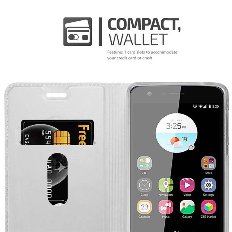 Cadorabo Hülle kompatibel mit ZTE Blade V8 MINI Schutzhülle mit Magnetverschluss, Standfunktion und Kartenfach