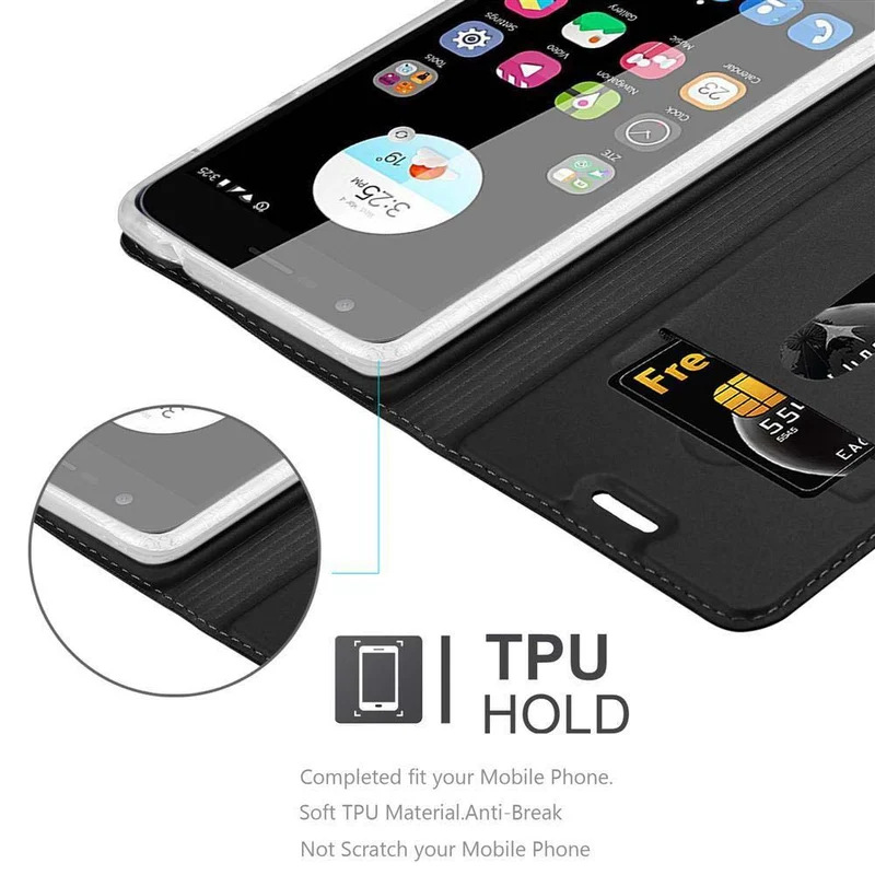 Cadorabo Hülle kompatibel mit ZTE Blade V8 Schutzhülle mit Magnetverschluss, Standfunktion und Kartenfach