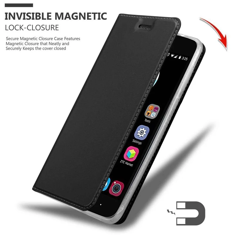 Cadorabo Hülle kompatibel mit ZTE Blade V8 Schutzhülle mit Magnetverschluss, Standfunktion und Kartenfach