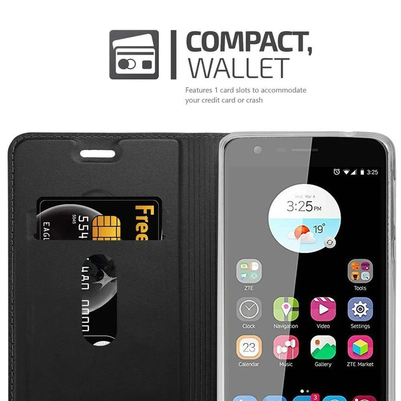 Cadorabo Hülle kompatibel mit ZTE Blade V8 Schutzhülle mit Magnetverschluss, Standfunktion und Kartenfach