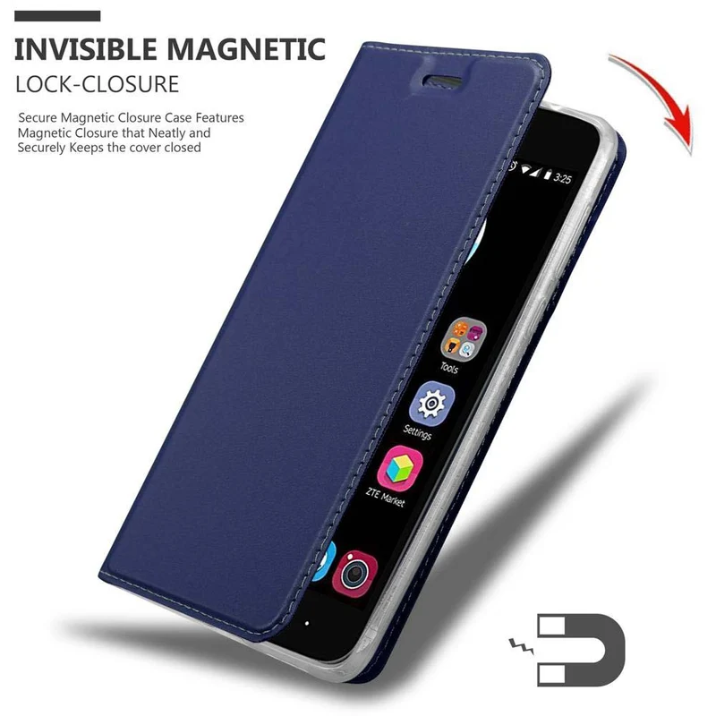 Cadorabo Hülle kompatibel mit ZTE Blade V8 Schutzhülle mit Magnetverschluss, Standfunktion und Kartenfach