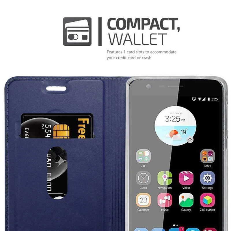 Cadorabo Hülle kompatibel mit ZTE Blade V8 Schutzhülle mit Magnetverschluss, Standfunktion und Kartenfach