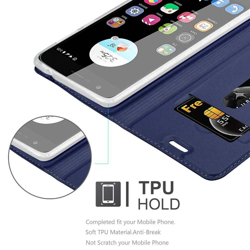 Cadorabo Hülle kompatibel mit ZTE Blade V8 Schutzhülle mit Magnetverschluss, Standfunktion und Kartenfach