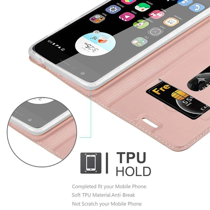 Cadorabo Hülle kompatibel mit ZTE Blade V8 Schutzhülle mit Magnetverschluss, Standfunktion und Kartenfach