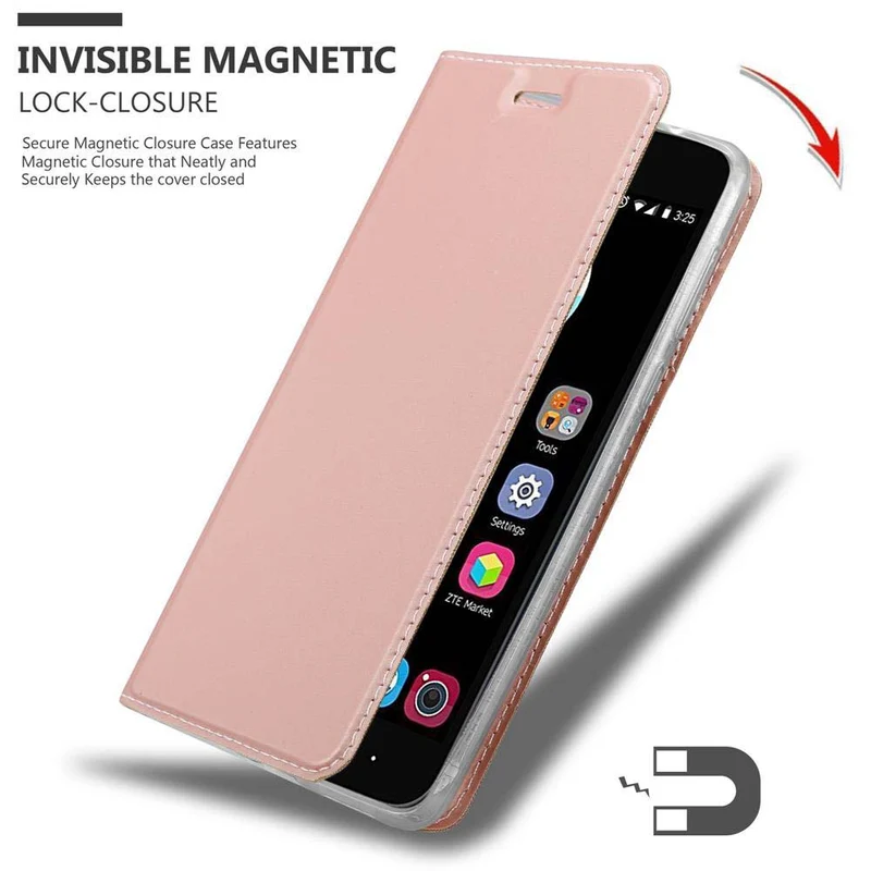 Cadorabo Hülle kompatibel mit ZTE Blade V8 Schutzhülle mit Magnetverschluss, Standfunktion und Kartenfach
