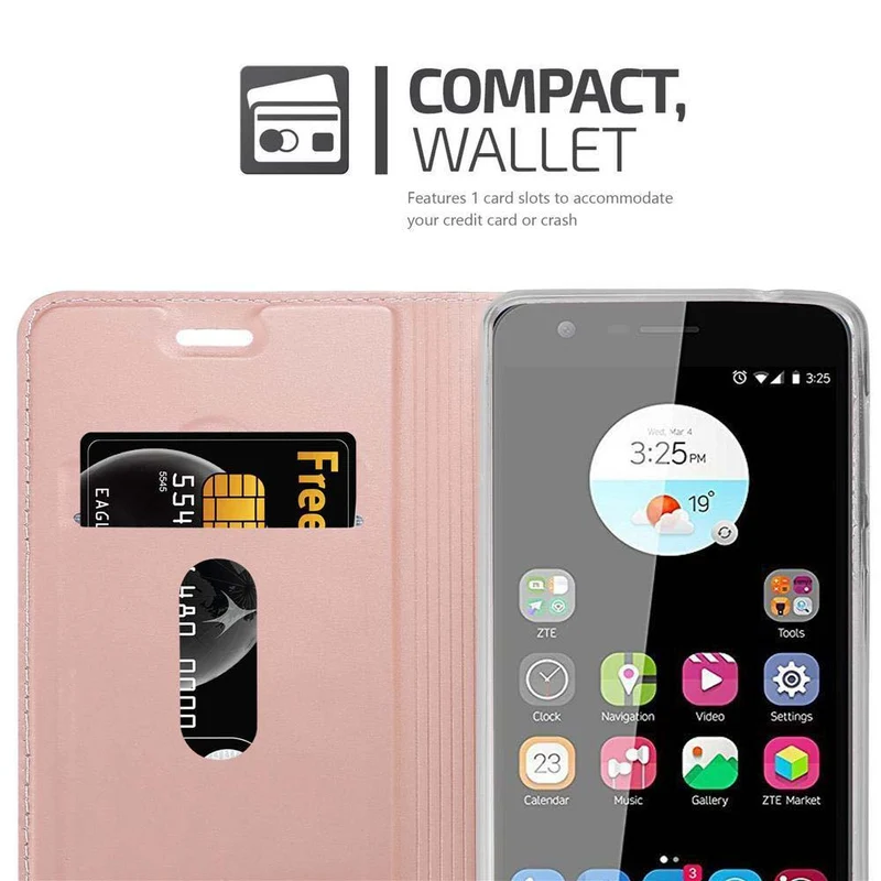 Cadorabo Hülle kompatibel mit ZTE Blade V8 Schutzhülle mit Magnetverschluss, Standfunktion und Kartenfach