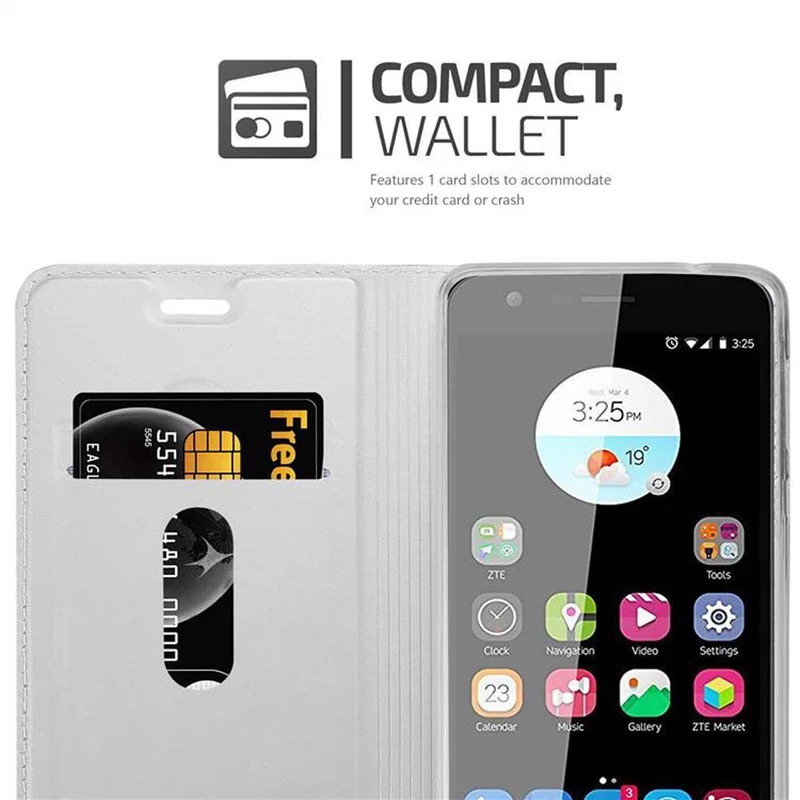 Cadorabo Hülle kompatibel mit ZTE Blade V8 Schutzhülle mit Magnetverschluss, Standfunktion und Kartenfach