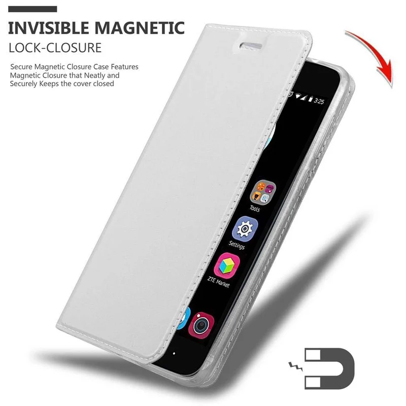 Cadorabo Hülle kompatibel mit ZTE Blade V8 Schutzhülle mit Magnetverschluss, Standfunktion und Kartenfach