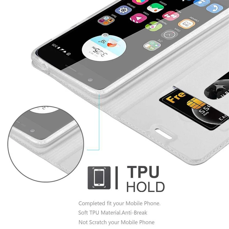 Cadorabo Hülle kompatibel mit ZTE Blade V8 Schutzhülle mit Magnetverschluss, Standfunktion und Kartenfach