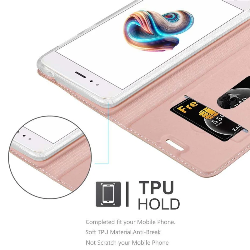 Cadorabo Hülle kompatibel mit Xiaomi Mi A1 / Mi 5X Schutzhülle mit Magnetverschluss, Standfunktion und Kartenfach