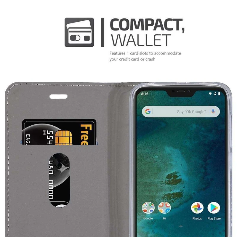 Cadorabo Hülle kompatibel mit Xiaomi Mi A2 / Mi 6X Schutzhülle mit Magnetverschluss, Standfunktion und Kartenfach