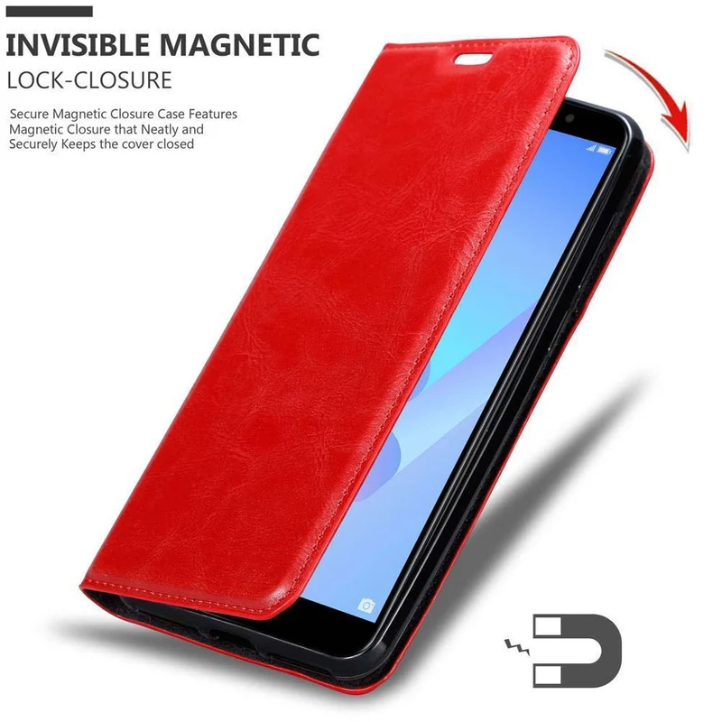 Cadorabo Hülle kompatibel mit Huawei Y6 PRIME Schutzhülle mit Magnetverschluss, Standfunktion und Kartenfach