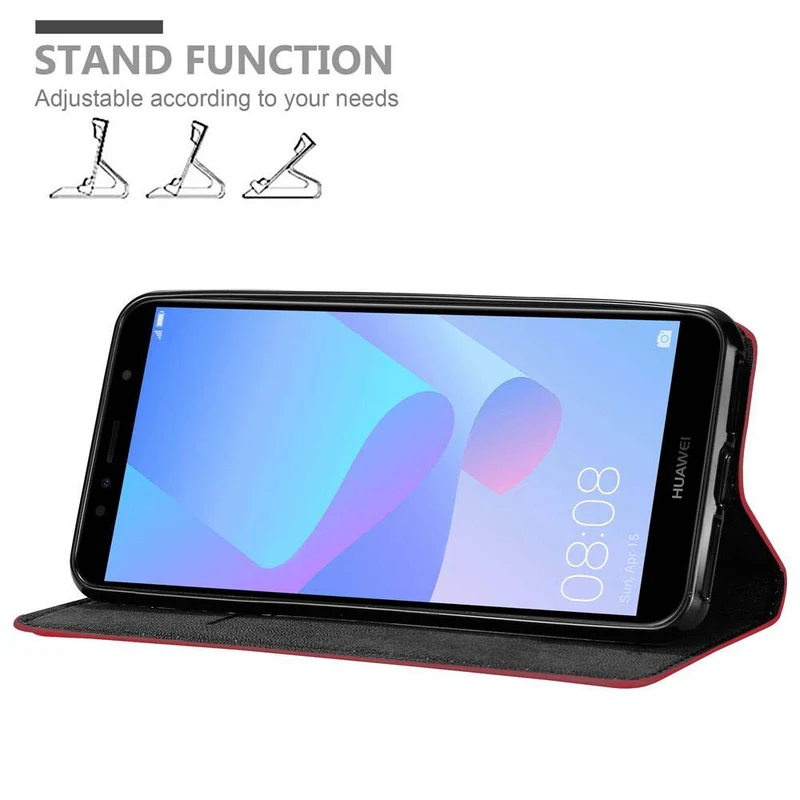 Cadorabo Hülle kompatibel mit Huawei Y6 PRIME Schutzhülle mit Magnetverschluss, Standfunktion und Kartenfach