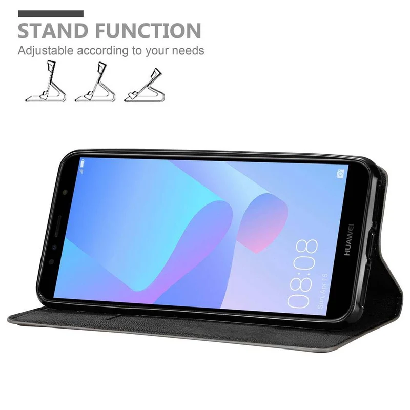 Cadorabo Hülle kompatibel mit Huawei Y6 PRIME Schutzhülle mit Magnetverschluss, Standfunktion und Kartenfach
