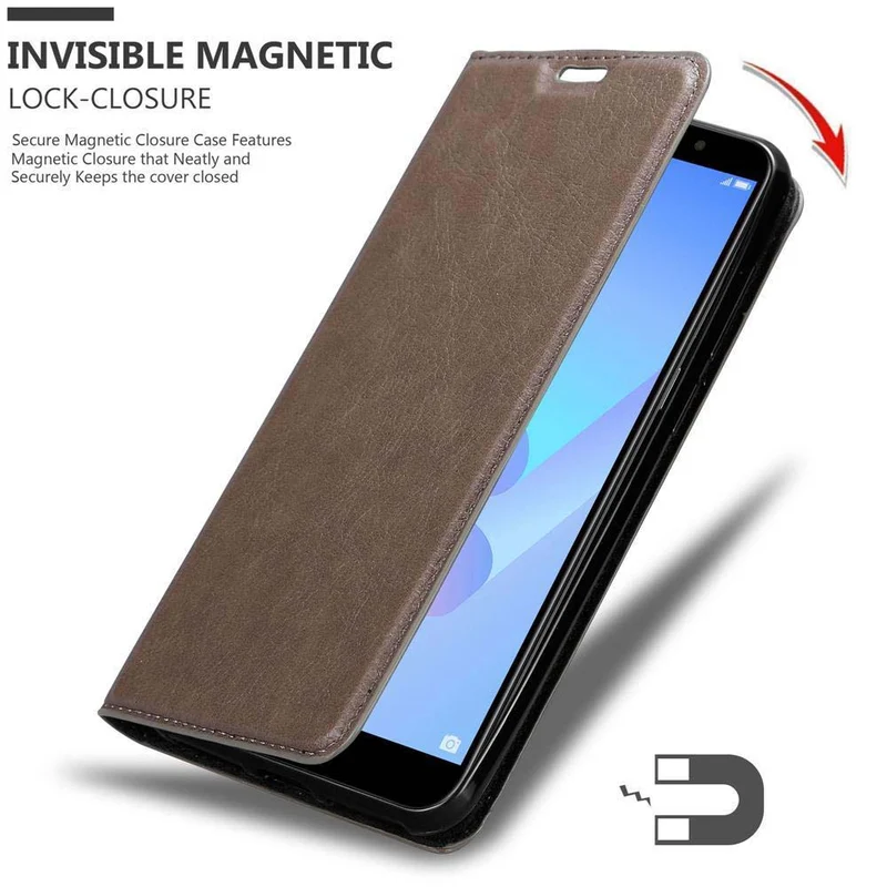 Cadorabo Hülle kompatibel mit Huawei Y6 PRIME Schutzhülle mit Magnetverschluss, Standfunktion und Kartenfach