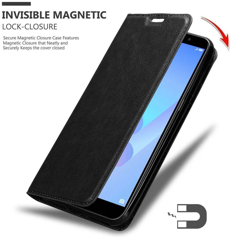 Cadorabo Hülle kompatibel mit Huawei Y6 PRIME Schutzhülle mit Magnetverschluss, Standfunktion und Kartenfach