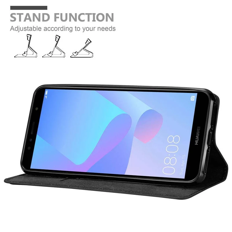 Cadorabo Hülle kompatibel mit Huawei Y6 PRIME Schutzhülle mit Magnetverschluss, Standfunktion und Kartenfach