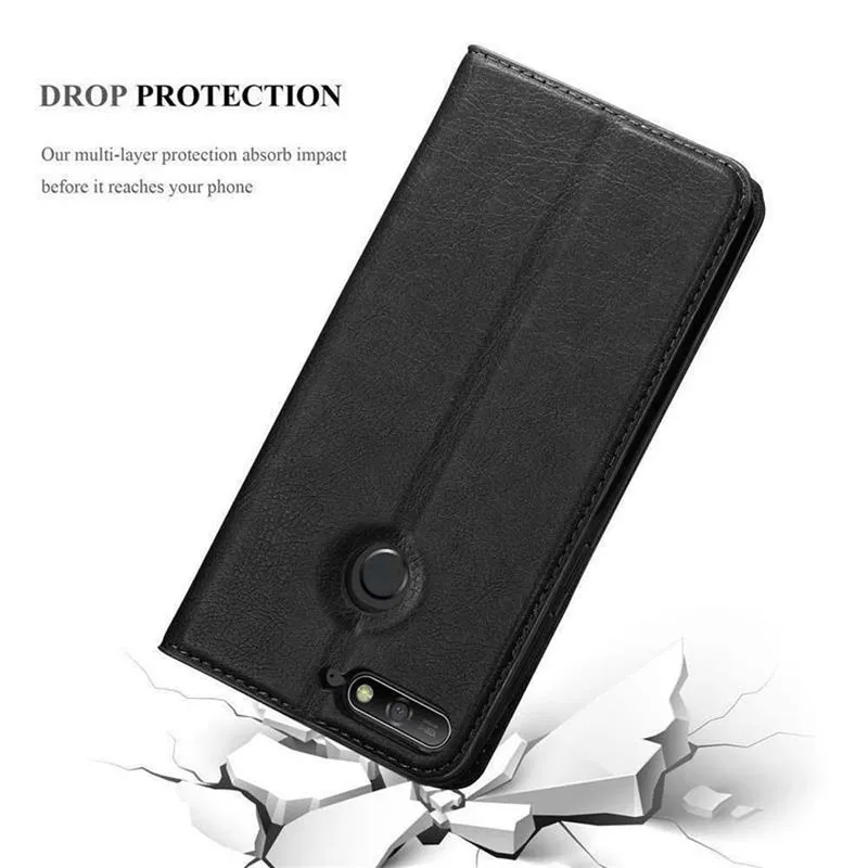 Cadorabo Hülle kompatibel mit Huawei Y6 PRIME Schutzhülle mit Magnetverschluss, Standfunktion und Kartenfach