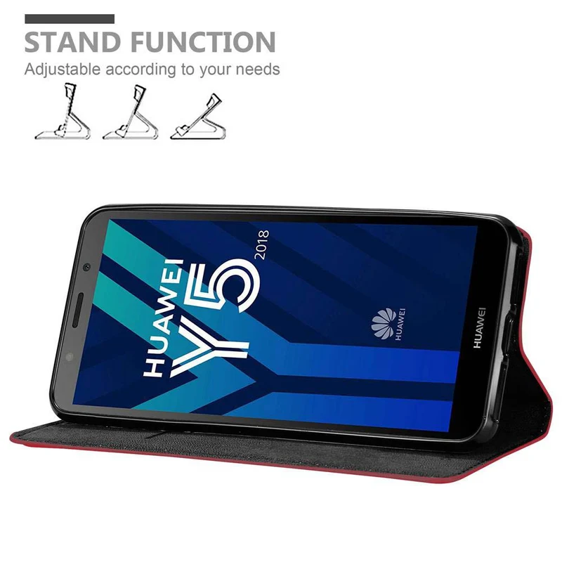Cadorabo Hülle kompatibel mit Huawei Y5 PRIME 2018 / Y5 2018 Schutzhülle mit Magnetverschluss, Standfunktion und Kartenfach