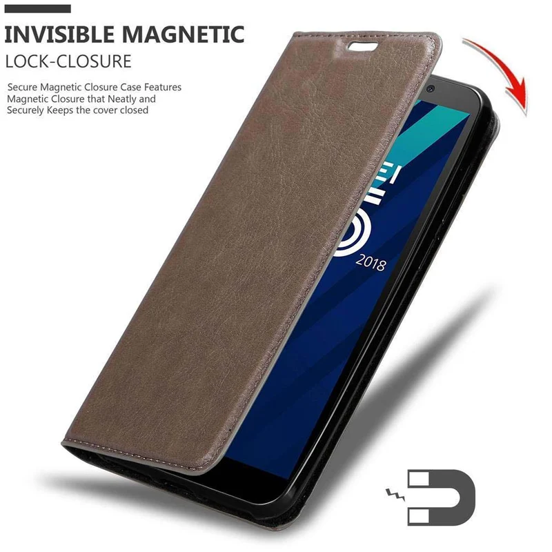 Cadorabo Hülle kompatibel mit Huawei Y5 PRIME 2018 / Y5 2018 Schutzhülle mit Magnetverschluss, Standfunktion und Kartenfach