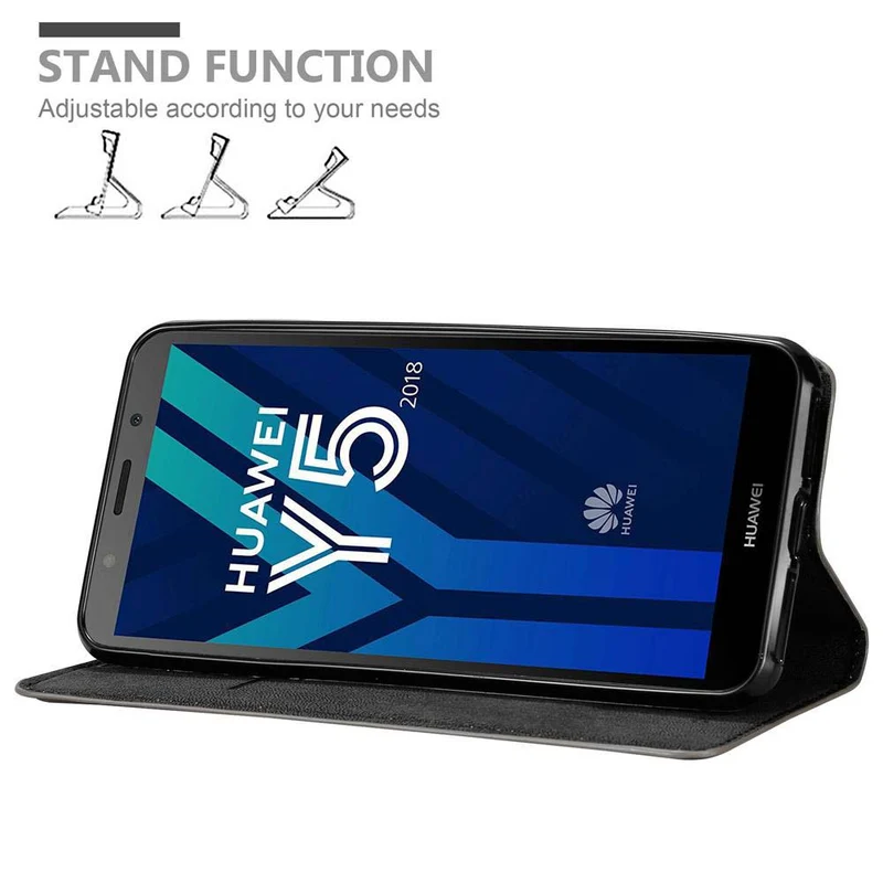 Cadorabo Hülle kompatibel mit Huawei Y5 PRIME 2018 / Y5 2018 Schutzhülle mit Magnetverschluss, Standfunktion und Kartenfach