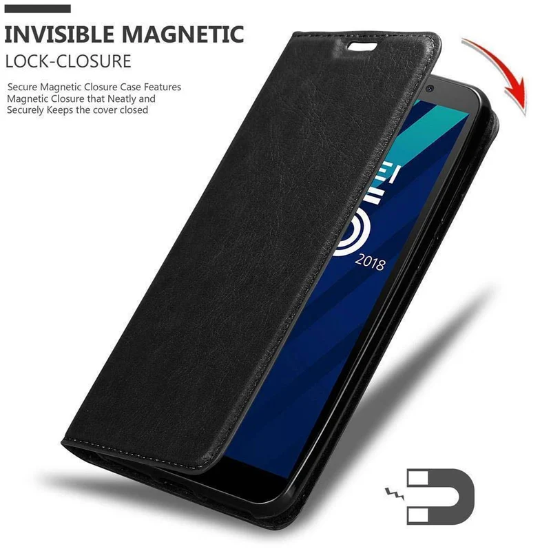 Cadorabo Hülle kompatibel mit Huawei Y5 PRIME 2018 / Y5 2018 Schutzhülle mit Magnetverschluss, Standfunktion und Kartenfach