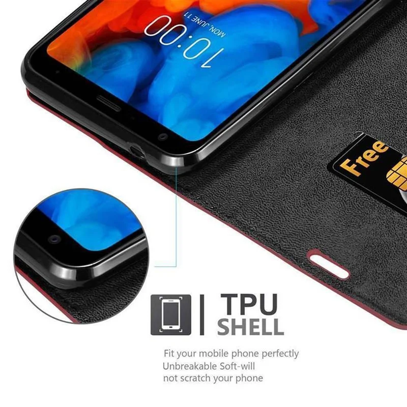 Cadorabo Hülle kompatibel mit LG Q STYLUS Schutzhülle mit Magnetverschluss, Standfunktion und Kartenfach