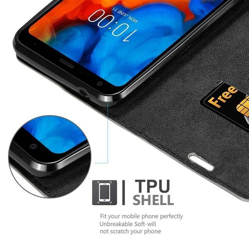 Cadorabo Hülle kompatibel mit LG Q STYLUS Schutzhülle mit Magnetverschluss, Standfunktion und Kartenfach