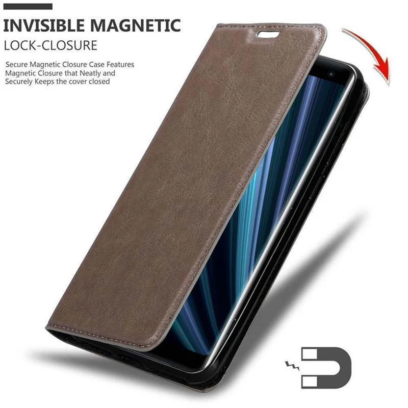 Cadorabo Hülle kompatibel mit Sony Xperia XZ3 Schutzhülle mit Magnetverschluss, Standfunktion und Kartenfach