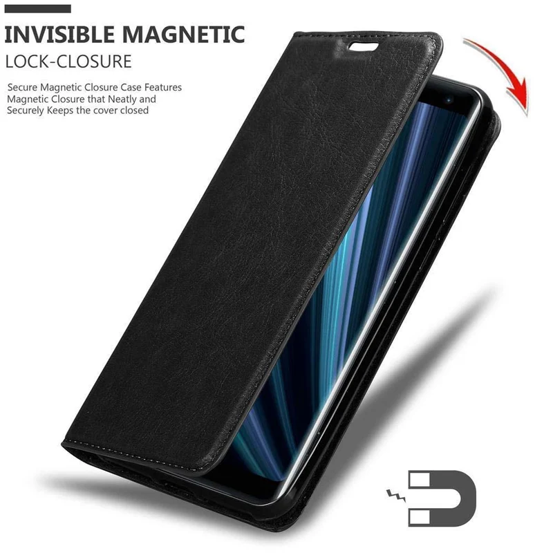 Cadorabo Hülle kompatibel mit Sony Xperia XZ3 Schutzhülle mit Magnetverschluss, Standfunktion und Kartenfach