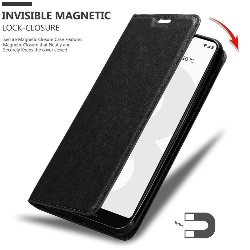 Cadorabo Hülle kompatibel mit Google PIXEL 3 XL Schutzhülle mit Magnetverschluss, Standfunktion und Kartenfach
