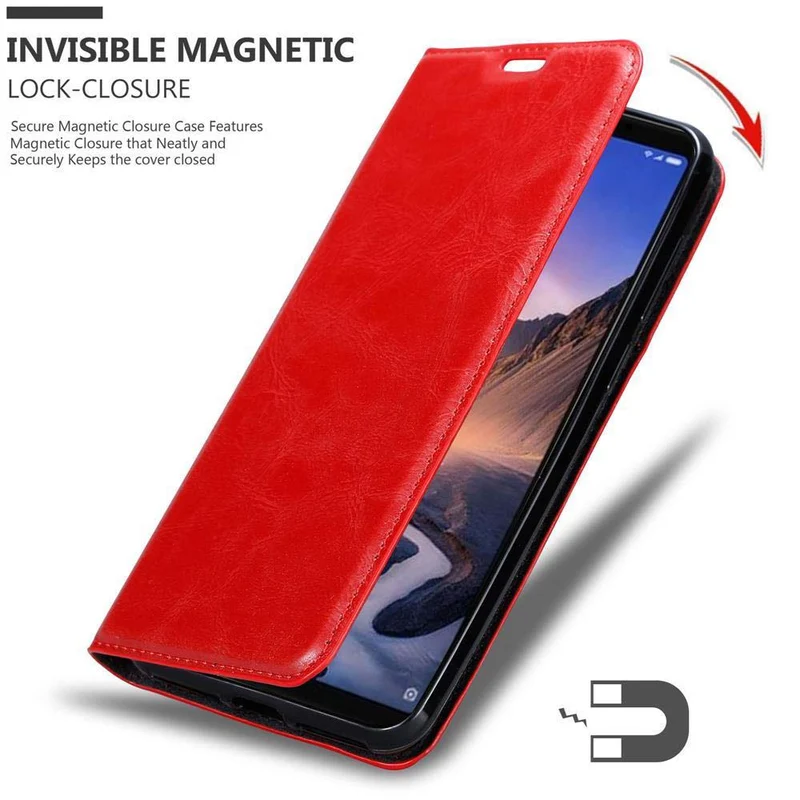 Cadorabo Hülle kompatibel mit Xiaomi Mi MAX 3 Schutzhülle mit Magnetverschluss, Standfunktion und Kartenfach