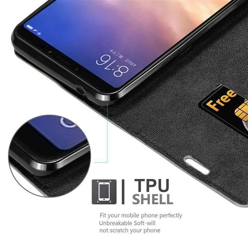 Cadorabo Hülle kompatibel mit Xiaomi Mi MAX 3 Schutzhülle mit Magnetverschluss, Standfunktion und Kartenfach