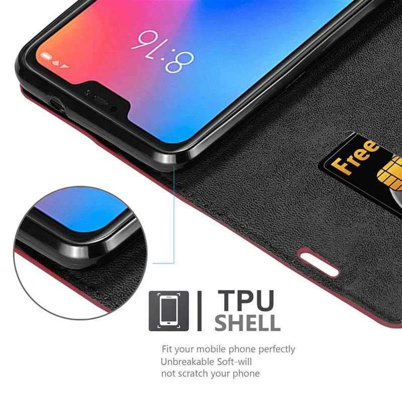 Cadorabo Hülle kompatibel mit Xiaomi Mi A2 LITE / RedMi 6 PRO Schutzhülle mit Magnetverschluss, Standfunktion und Kartenfach