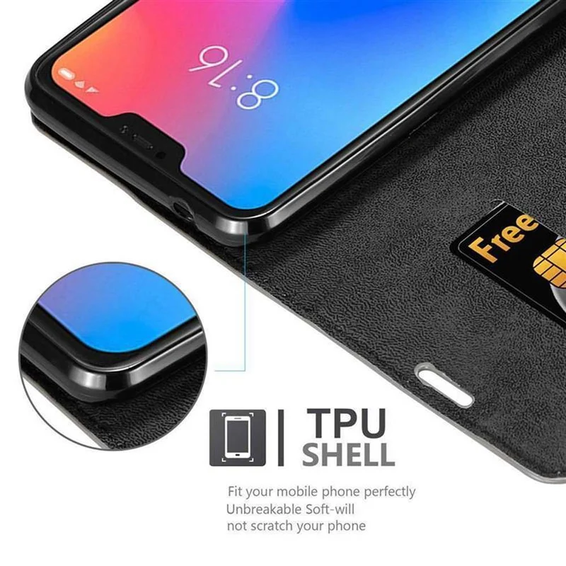 Cadorabo Hülle kompatibel mit Xiaomi Mi A2 LITE / RedMi 6 PRO Schutzhülle mit Magnetverschluss, Standfunktion und Kartenfach
