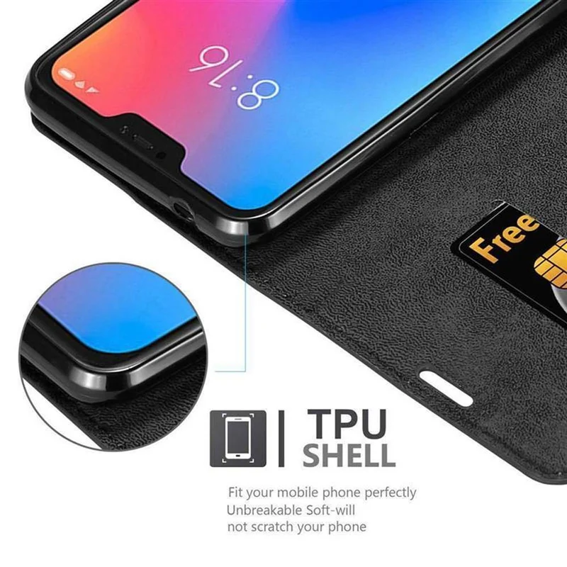 Cadorabo Hülle kompatibel mit Xiaomi Mi A2 LITE / RedMi 6 PRO Schutzhülle mit Magnetverschluss, Standfunktion und Kartenfach