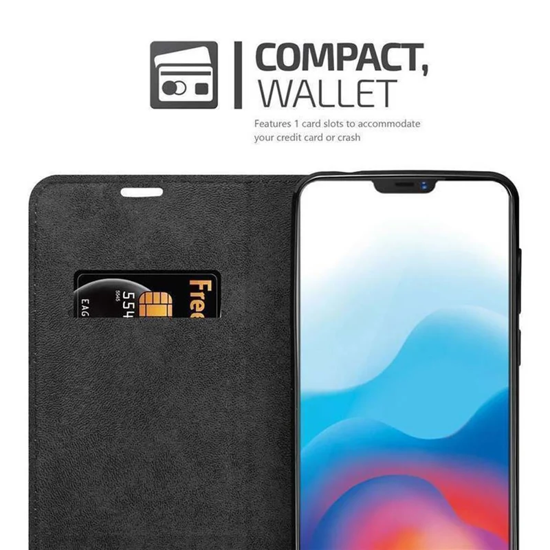 Cadorabo Hülle kompatibel mit Vivo X21 Schutzhülle mit Magnetverschluss, Standfunktion und Kartenfach