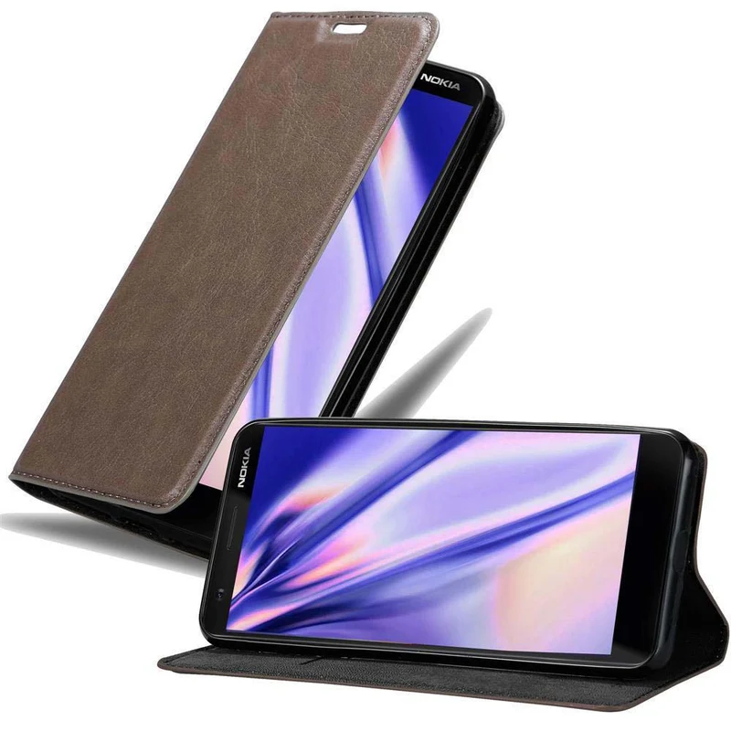 Cadorabo Hülle kompatibel mit Nokia 3,1 Schutzhülle mit Magnetverschluss, Standfunktion und Kartenfach