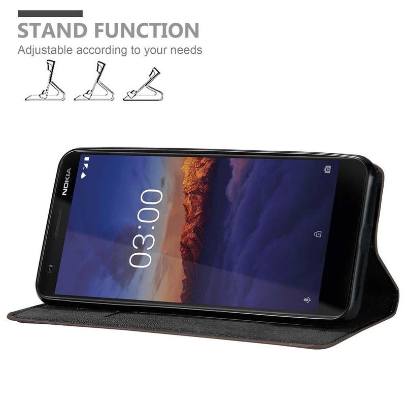 Cadorabo Hülle kompatibel mit Nokia 3,1 Schutzhülle mit Magnetverschluss, Standfunktion und Kartenfach