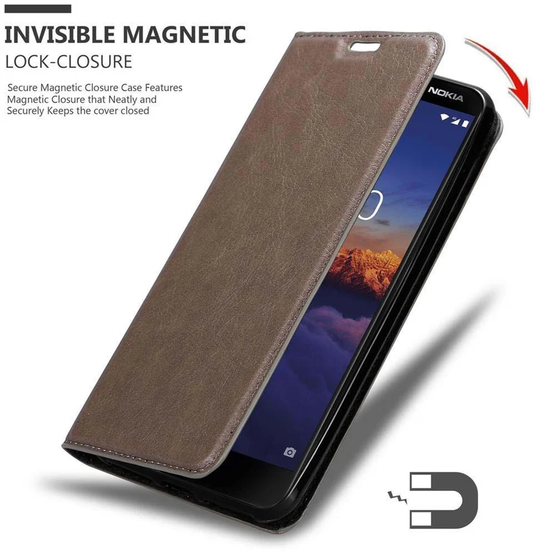 Cadorabo Hülle kompatibel mit Nokia 3,1 Schutzhülle mit Magnetverschluss, Standfunktion und Kartenfach